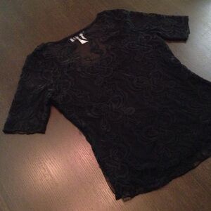 ✨ Indira Black Lace V-Neck Top w/ Sequin Detail & Camisole | Size S